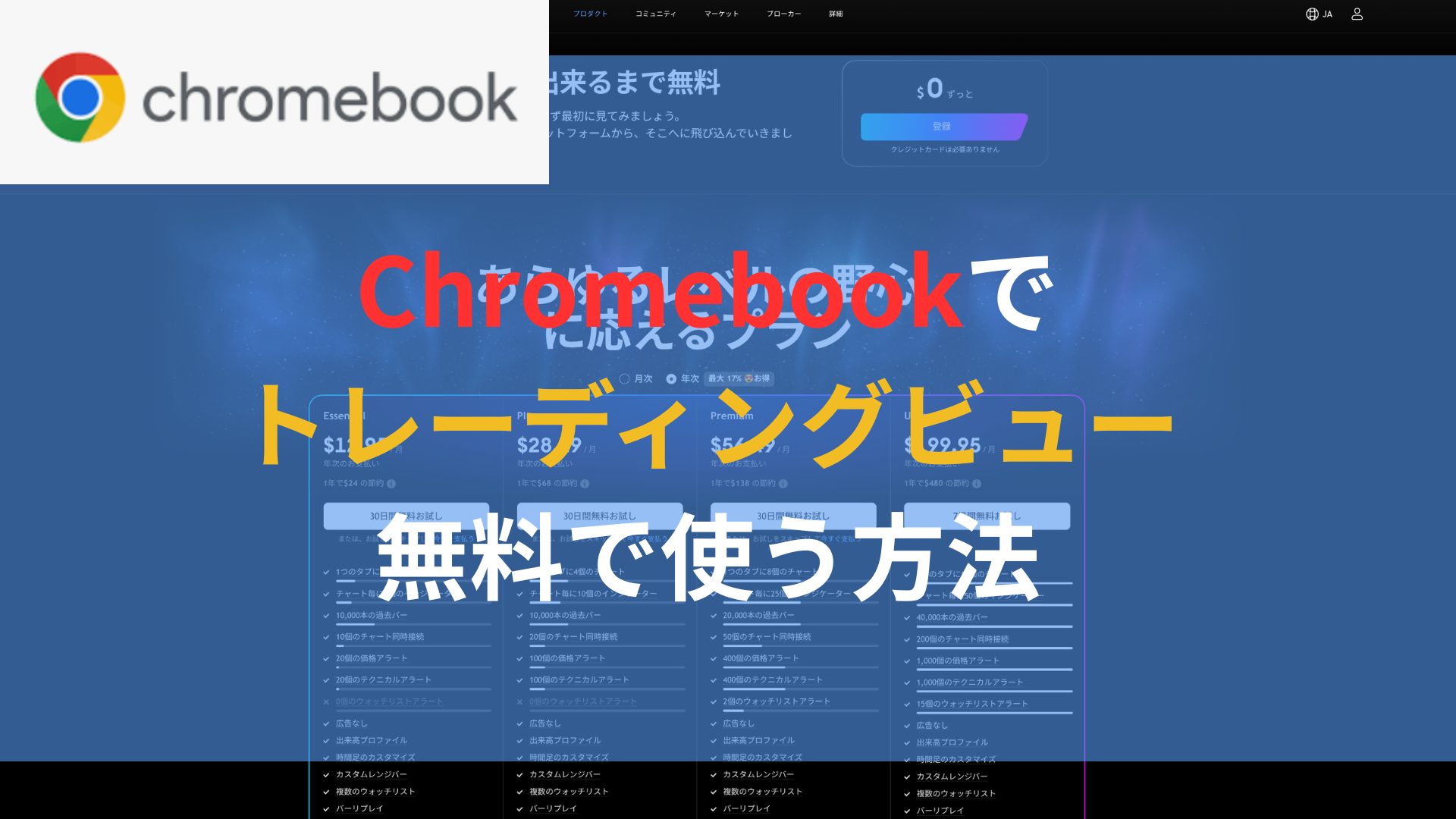 クリームブックでトレーディングビュー無料で使う方法